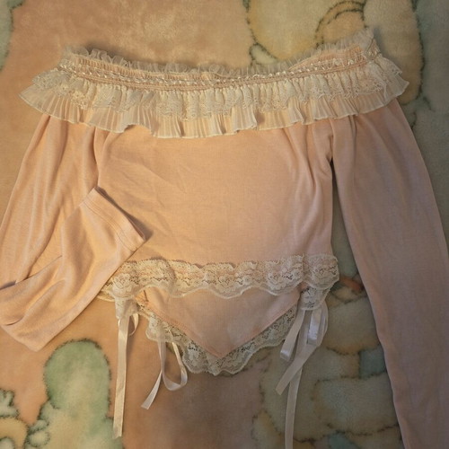 Kawaii Lolita Top with Ribbons and Lace like new, Shein, pink, XS