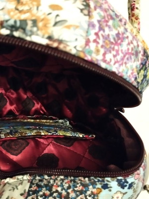 Patchwork Necessaire Handmade, like new, multicolor fabric cylinder bag