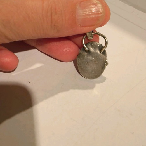 Silver handmade pendant with dendritic opal like new
