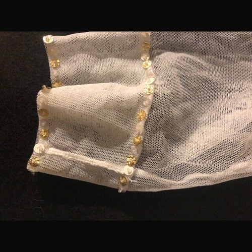 Amorimiei White Bolero Jacket with Gold Sequins Like New