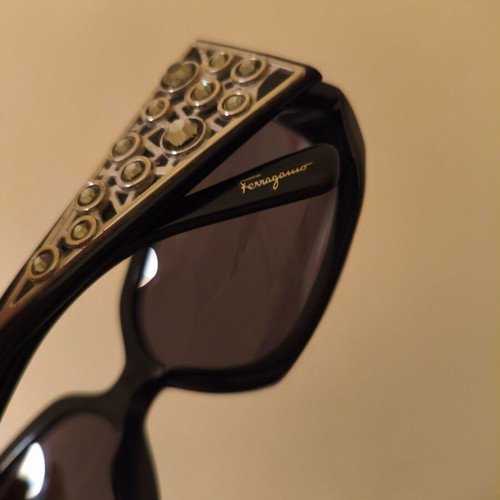Salvatore Ferragamo sunglasses used, vintage style, black