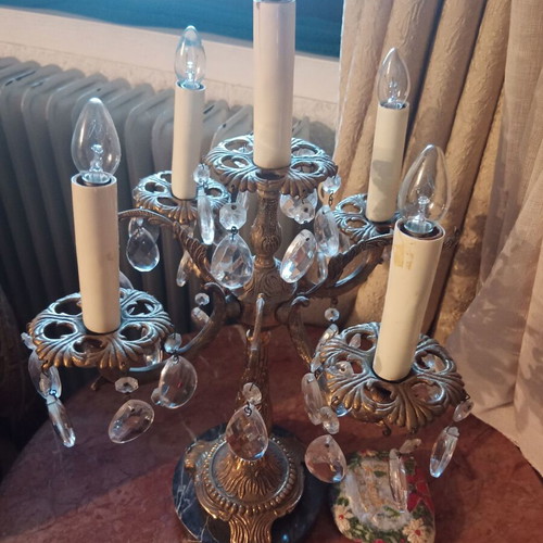 Bronze candlestick very old with marble base like new