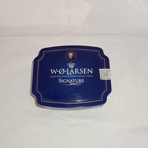 W. Ø. Larsen Signature Danish Pipe Tobacco Box used, collectible
