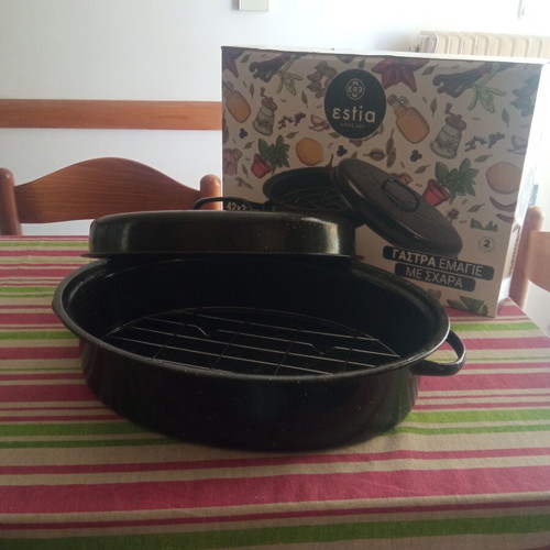 Enamel Roasting Pan with Rack like new 42x32 cm