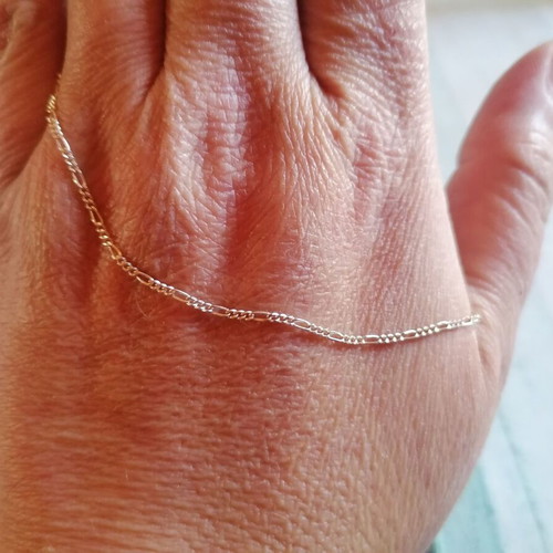 925 Silver Figaro Chain Anklet new, 25 cm