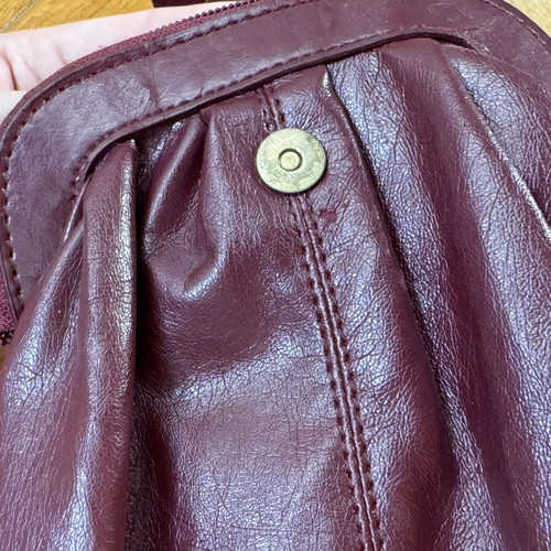 Vintage Burgundy Leather Shoulder Bag used, retro chain strap