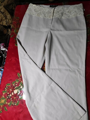 Ecru pants with elegant belt new