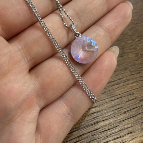 Iridescent Pink Necklace new, stainless steel