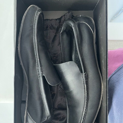 Gucci loafers ανδρικά μεταχειρισμένα, δέρμα με ύφασμα, νούμερο 42,5