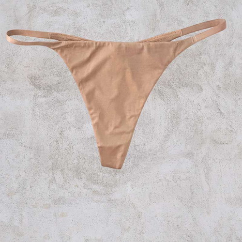 Luna beige string panties, Large and XLarge