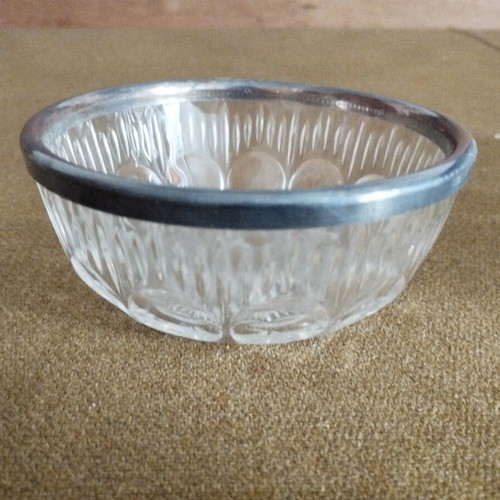 Vintage Crystal Salad Bowl 23cm with Silver Rim like new plus Bonus Small Bowl