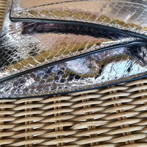 Embossed leather clutch like new, gray and silver