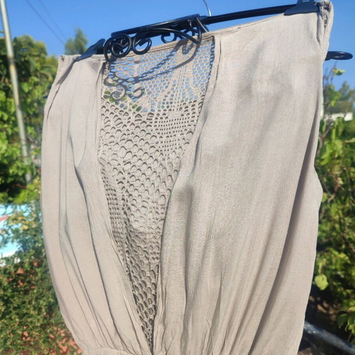Long sleeveless dress beige one size viscose and cotton new