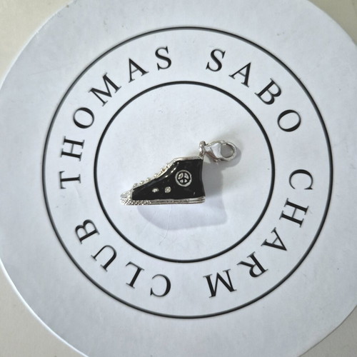 Thomas Sabo Sterling Silver Sneaker Charm with Peace Sign, Black Enamel pendant like new