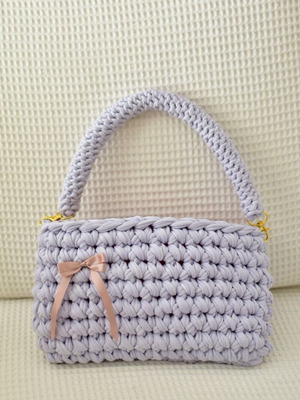Handmade knitted handbag like new, lilac