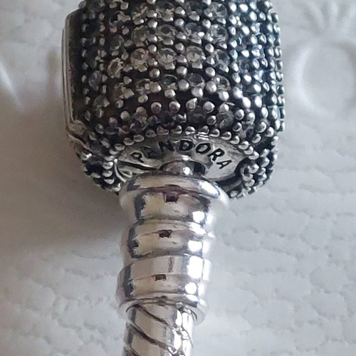 Pandora bracelet size 18 cm with pave stone clasp, silver