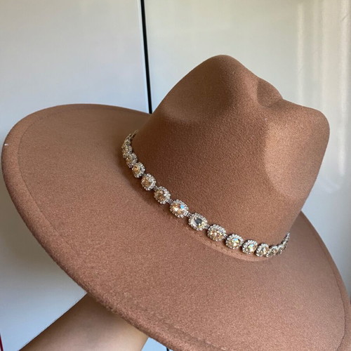 Winter hat new brown with crystal chain size M