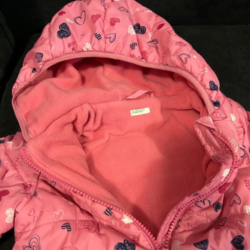 Benetton children's jacket pink 90cm with fleece lining