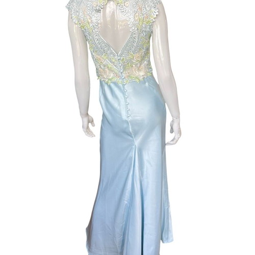 Karen Millen Petite Lace Woven Maxi Dress new, blue, size S