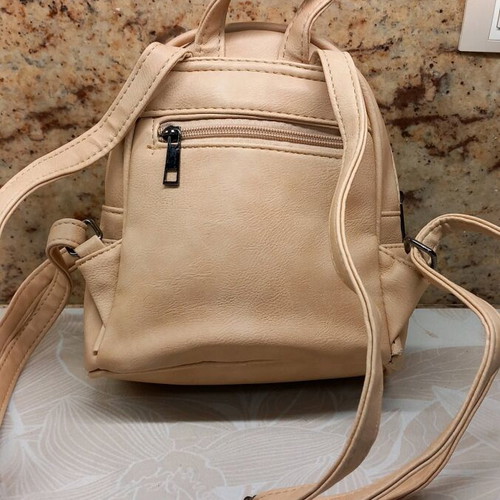 Women’s backpack bag synthetic leather like new, beige-biscuit