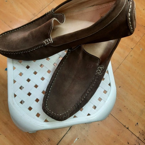 Men's brown leather suede moccasins new, size 44