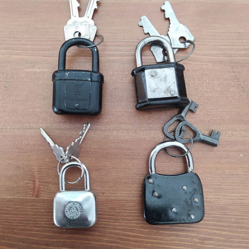 4 German padlocks ABUS, GESCH, DELTA, VOLM like new, 1930s