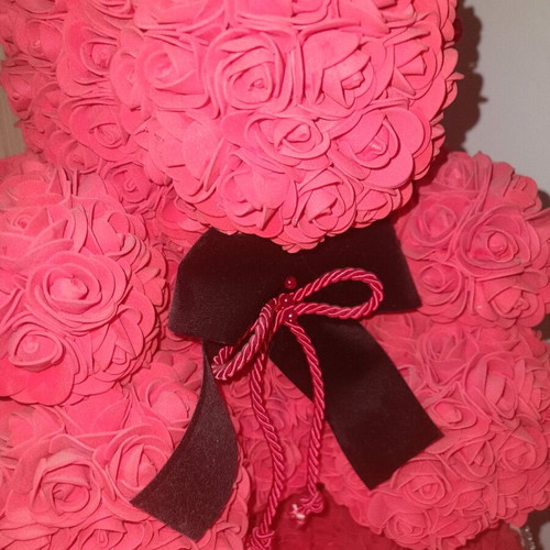 Bear with foam roses like new, large