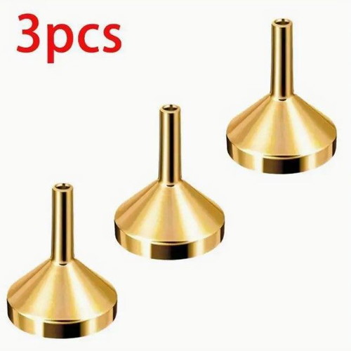 Set of 3 Mini Metal Funnels new, 2.1x1.8cm, gold color