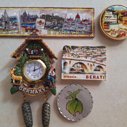 Set of five fridge magnets from abroad