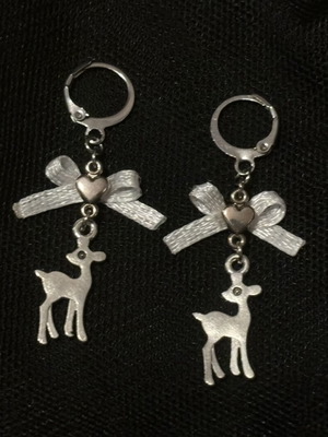 Deer earrings handmade from scratch, new, white and silver