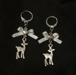 Deer earrings handmade from scratch, new, white and silver