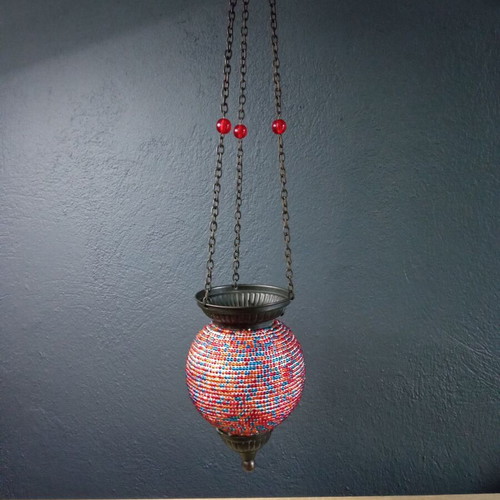 Hanging lantern for tealight candle used, height 60 cm