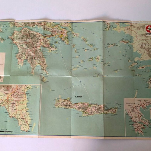 Vintage BP Touring Service Road Map of Greece 1964 used