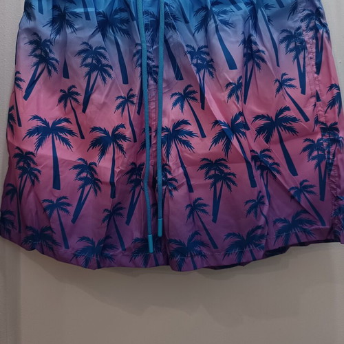Men's swim shorts new, blue and purple, palm tree design, XXL