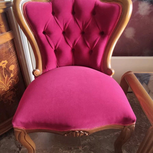 Vintage living room set with velvet sofa, armchairs and chairs like new