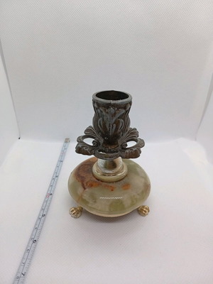 Vintage candlestick used with onyx and metal