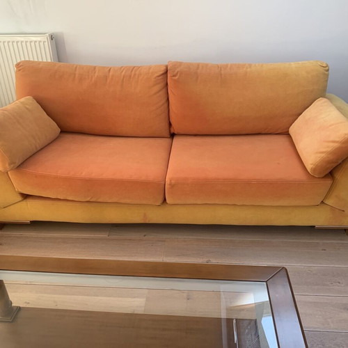 Sofas used, 2-seater and 3-seater fabric upholstery