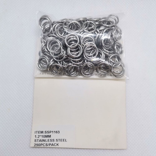 Stainless steel open rings 1.2×10mm, new, pack of 250