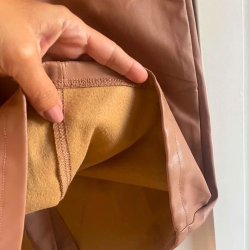 Leather pencil skirt size S like new, pink beige