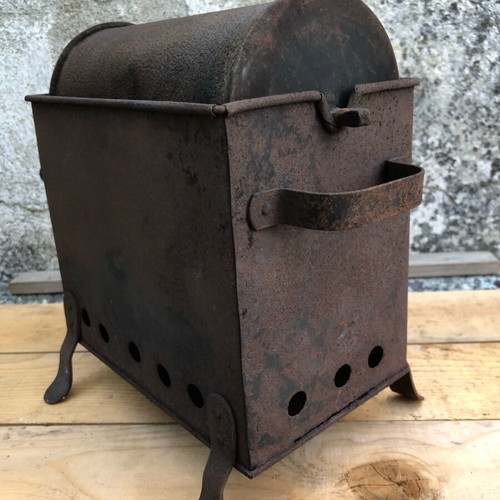 Metal manual coffee roaster used, functional