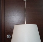 Ceiling light with grey and white lampshade
