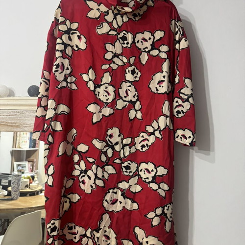 Zara red dress with belt and unique neck buttons, size M
