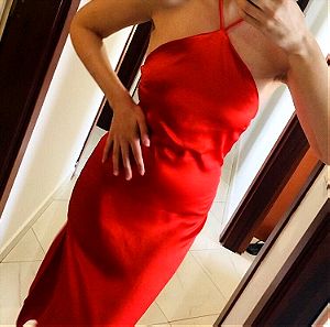 Σατεν φόρεμα Zara κόκκινο