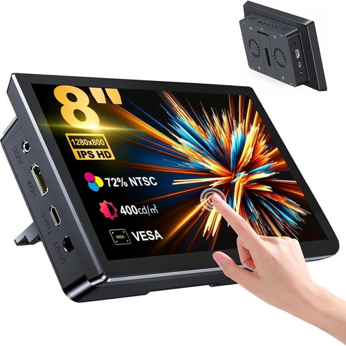 8-inch Touchscreen Monitor 1280x800 IPS with HDMI and Speakers, New