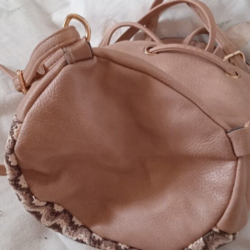 Backpack bag used, beige with inner zip pocket