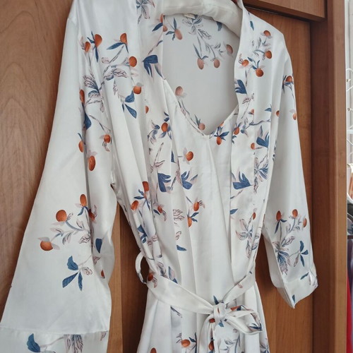 Nightdress with robe set satin multicolor like new M-L