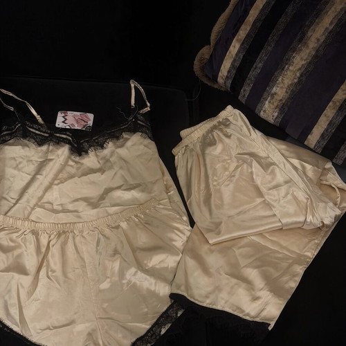 Satin pajamas set new, beige, size M