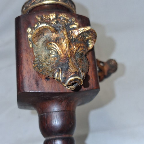 Vintage Reuge musical pepper mill with wild boar and pheasant, Alouette