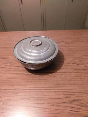 Handmade tinned copper bowl with lid like new