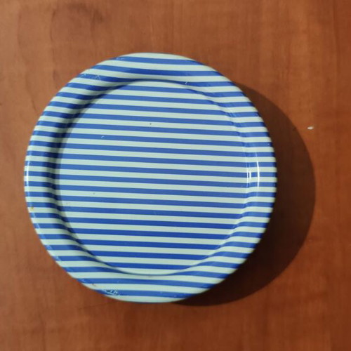 Mid-Century Metal Coaster Set of 8, Blue and White, 1960s